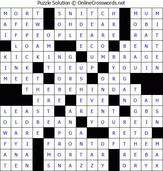 Solution for Crossword Puzzle #4190