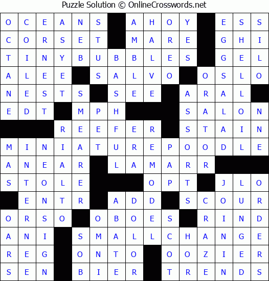 Solution for Crossword Puzzle #4192