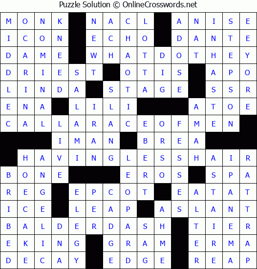Solution for Crossword Puzzle #4195