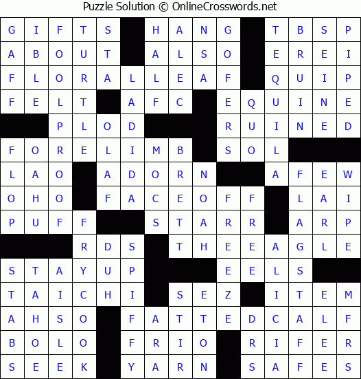 Solution for Crossword Puzzle #4198