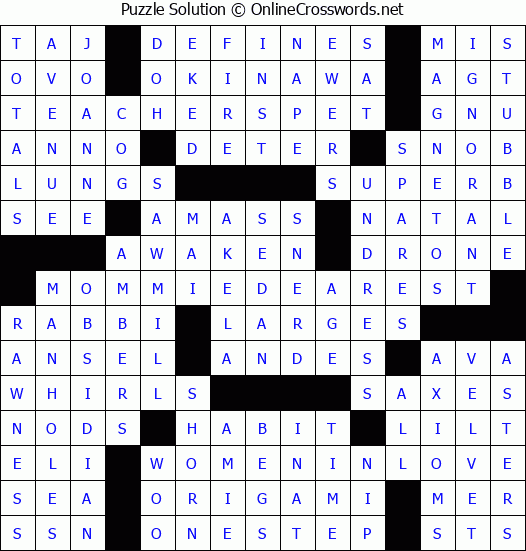 Solution for Crossword Puzzle #4211