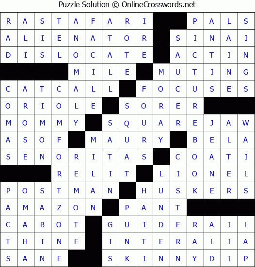 Solution for Crossword Puzzle #4212