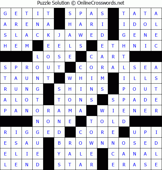 Solution for Crossword Puzzle #4214