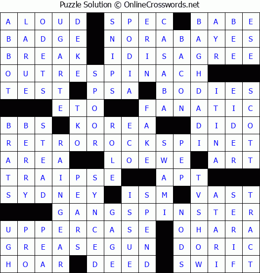 Solution for Crossword Puzzle #4215