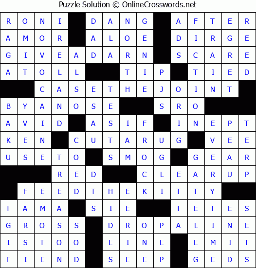 Solution for Crossword Puzzle #4217