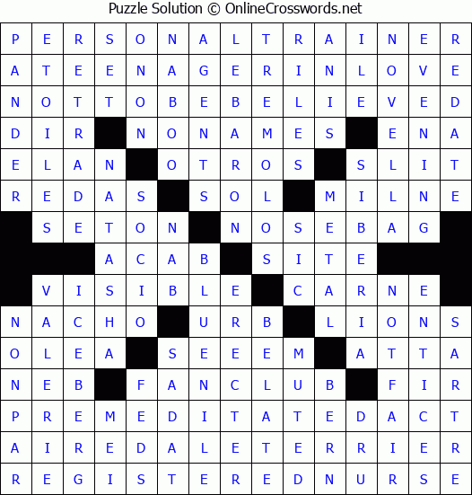 Solution for Crossword Puzzle #4218