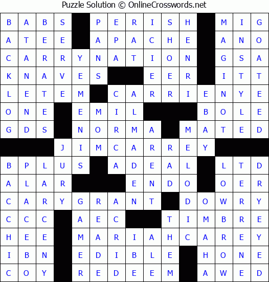 Solution for Crossword Puzzle #4221