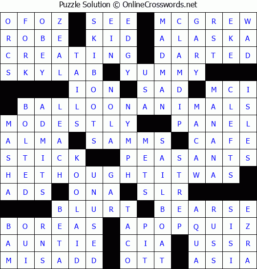 Solution for Crossword Puzzle #4222