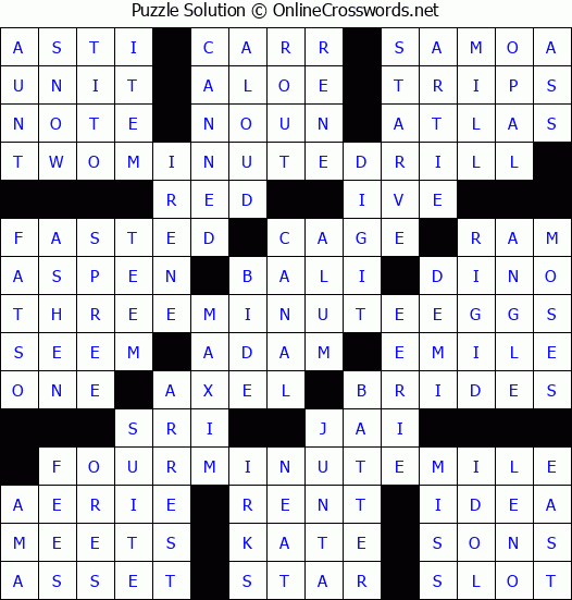 Solution for Crossword Puzzle #4223