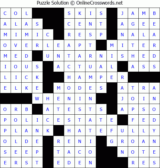 Solution for Crossword Puzzle #4224