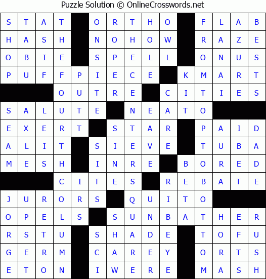 Solution for Crossword Puzzle #4227