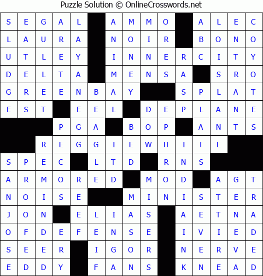Solution for Crossword Puzzle #4231