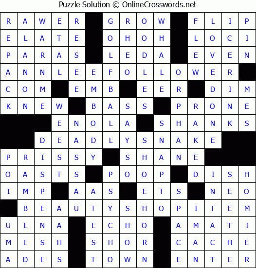 Solution for Crossword Puzzle #4232