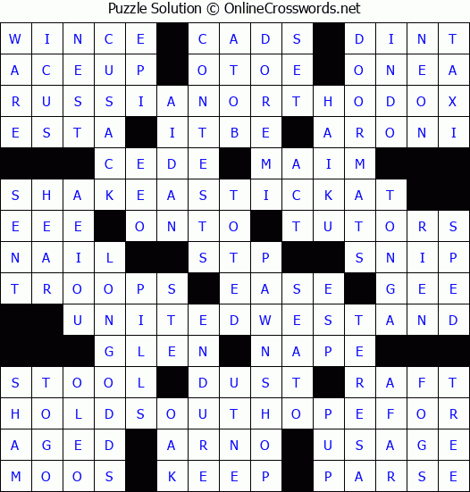 Solution for Crossword Puzzle #4233