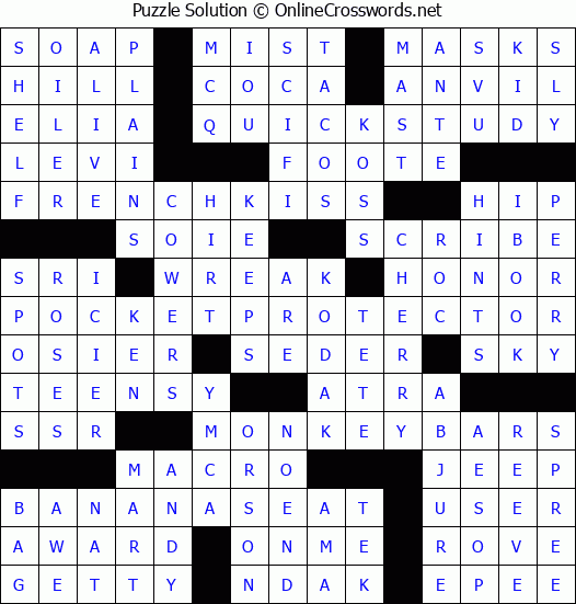 Solution for Crossword Puzzle #4234