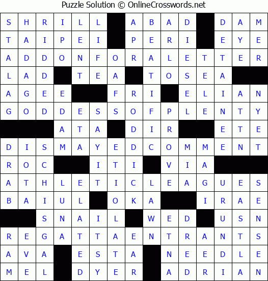 Solution for Crossword Puzzle #4235
