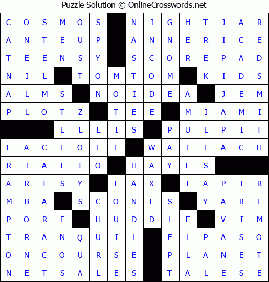 Solution for Crossword Puzzle #4236