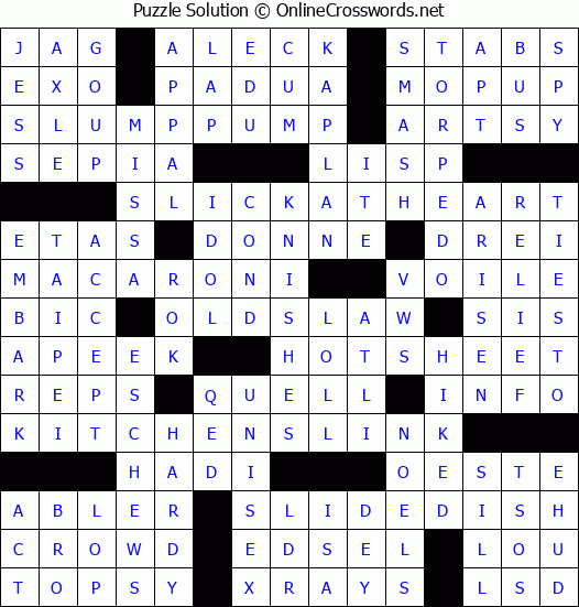 Solution for Crossword Puzzle #4237