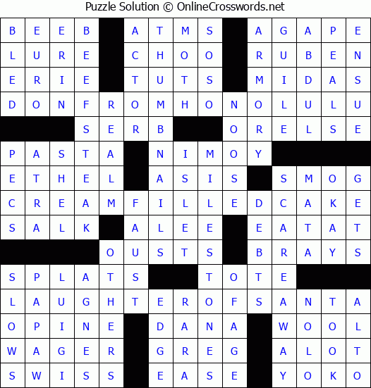 Solution for Crossword Puzzle #4238