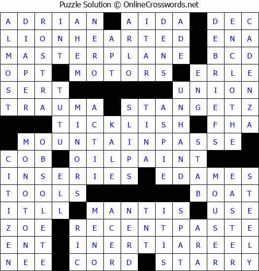 Solution for Crossword Puzzle #4239