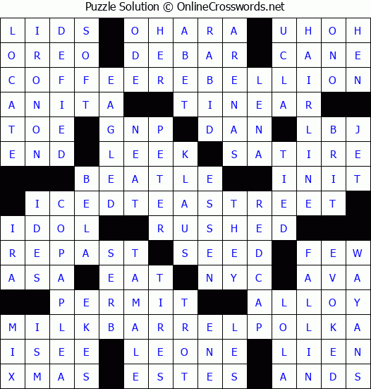 Solution for Crossword Puzzle #4240