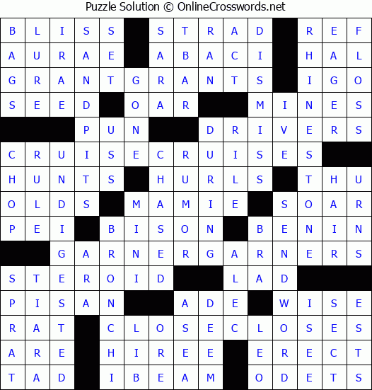 Solution for Crossword Puzzle #4241