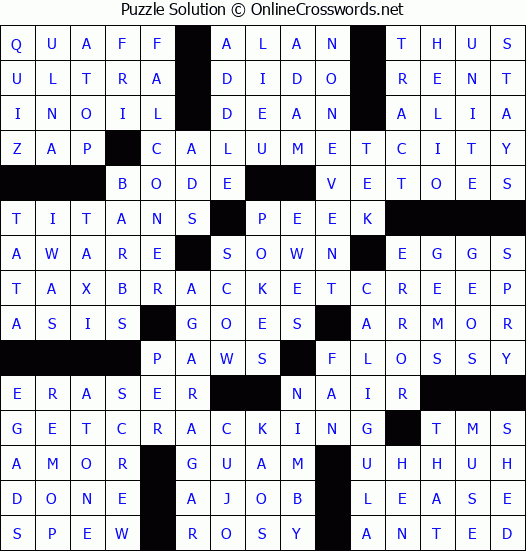 Solution for Crossword Puzzle #4243