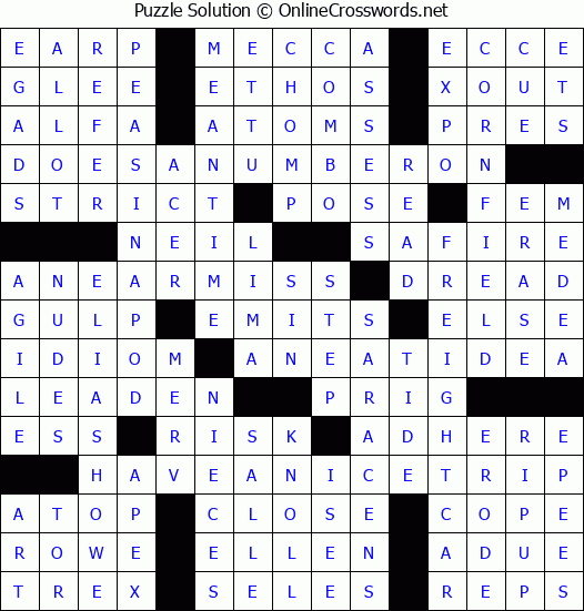 Solution for Crossword Puzzle #4244