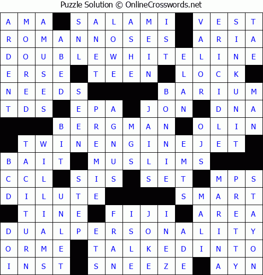 Solution for Crossword Puzzle #4246