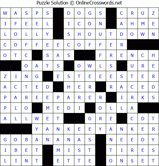 Solution for Crossword Puzzle #4249