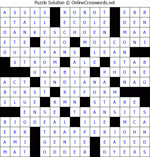 Solution for Crossword Puzzle #4251