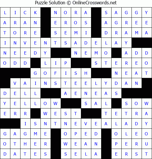 Solution for Crossword Puzzle #4255