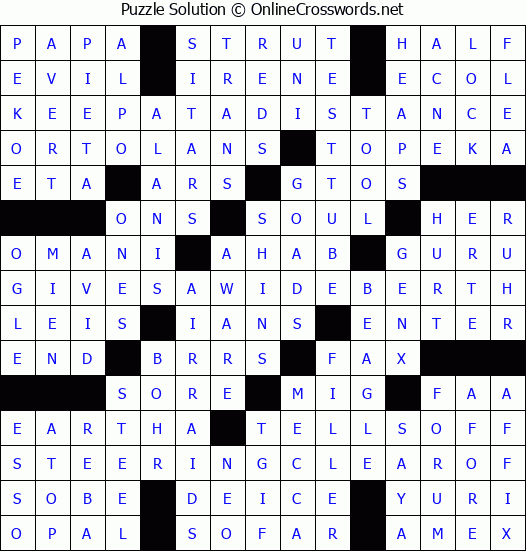 Solution for Crossword Puzzle #4257