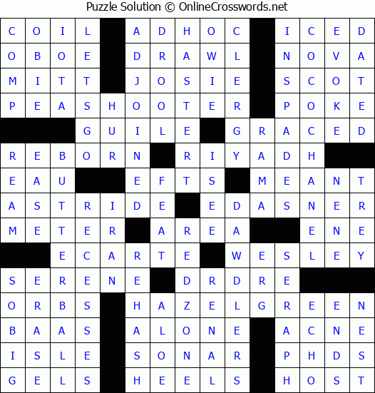 Solution for Crossword Puzzle #4258