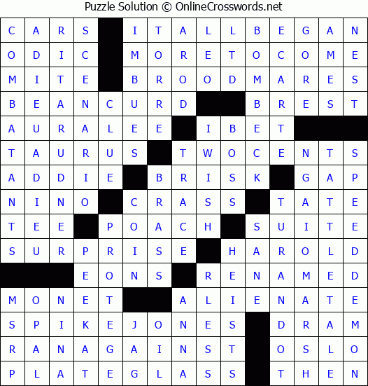 Solution for Crossword Puzzle #4260