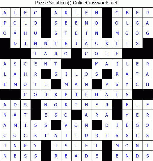 Solution for Crossword Puzzle #4261