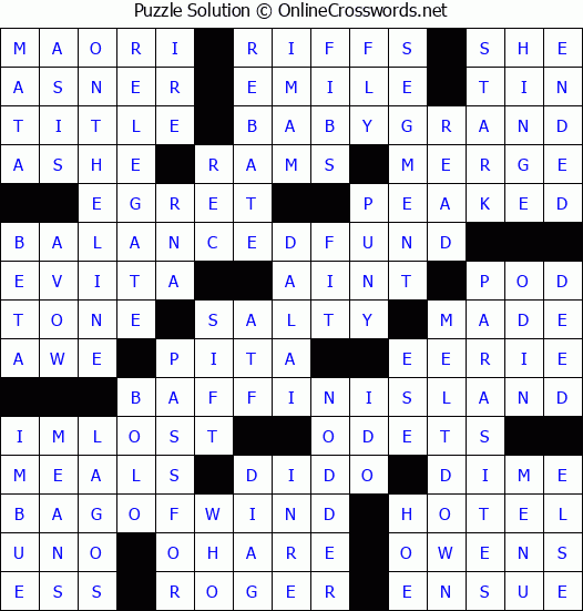 Solution for Crossword Puzzle #4262