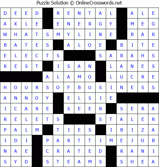 Solution for Crossword Puzzle #4265