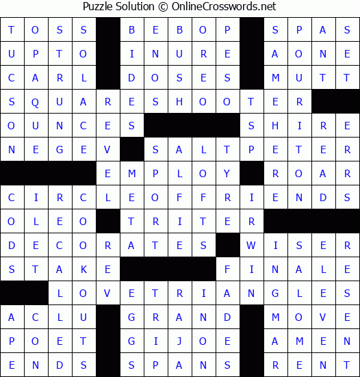 Solution for Crossword Puzzle #4267