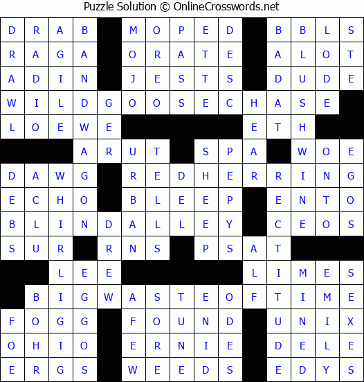 Solution for Crossword Puzzle #4271