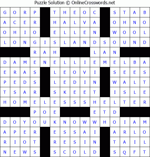 Solution for Crossword Puzzle #4272