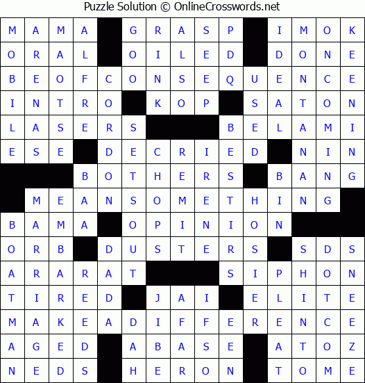 Solution for Crossword Puzzle #4274