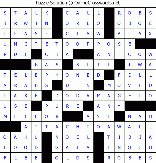 Solution for Crossword Puzzle #4275