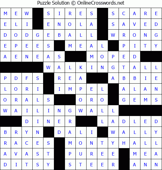 Solution for Crossword Puzzle #4279