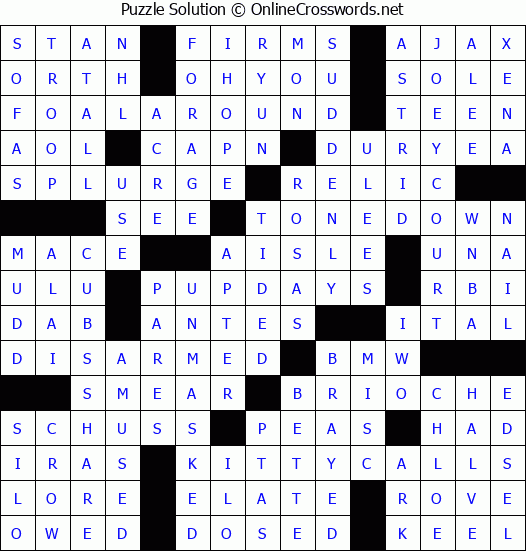 Solution for Crossword Puzzle #4280