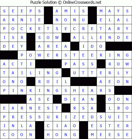 Solution for Crossword Puzzle #4282