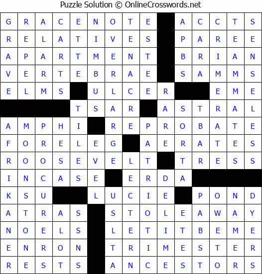 Solution for Crossword Puzzle #4284