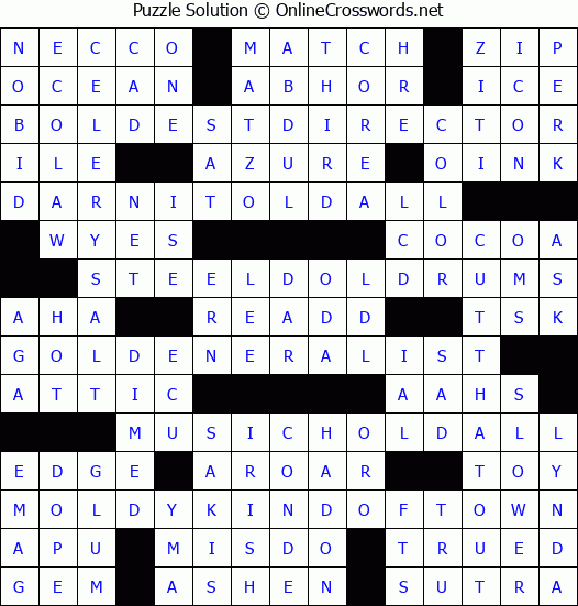 Solution for Crossword Puzzle #4285