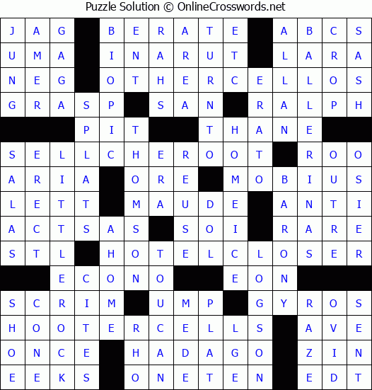 Solution for Crossword Puzzle #4287
