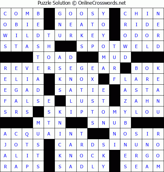 Solution for Crossword Puzzle #4288